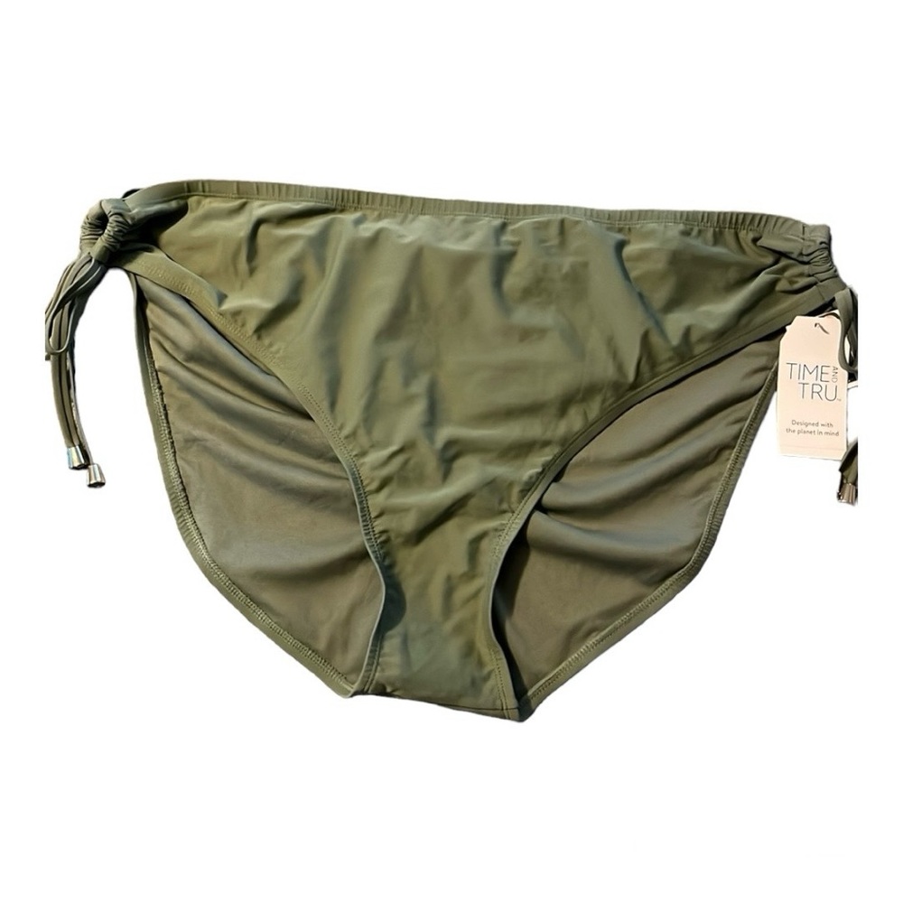 Time and Tru Women's Ruched Back Mid Rise Bikini Swim Bottom Sz 3X (24W-26W) New